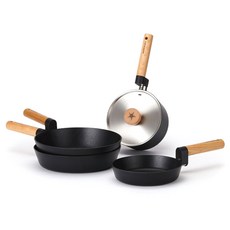 해피콜 포레스트 우드 IH 냄비프라이팬 4종 세트, 혼합색상, 프라이팬 20cm + 26cm + 궁중팬 26cm + 편수냄비 18cm
