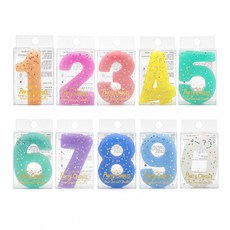 your Candle Grande 亮片數字蠟燭 新款全數字10件組 混合顏色, 1個, 無香, 10g