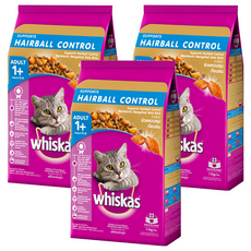 Whiskas 偉嘉 成貓化毛配方 1.1kg, 雞肉 + 鮪魚, 3袋