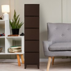 BONOHOUSE 5層窄型藤編抽屜櫃, 棕色, 1個