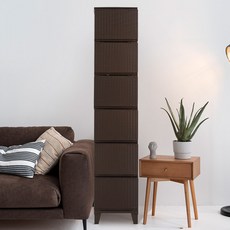 BONOHOUSE 6層窄型藤編抽屜櫃, 棕色, 1個