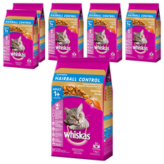 whiskas 偉嘉 成貓 化毛配方 乾飼料, 雞肉 + 鮪魚, 1.1kg, 6袋