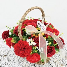 Garden in the City 可愛康乃馨人造花籃, 紅色的