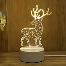 3D造型小夜燈 2個, 梅花鹿 白色
