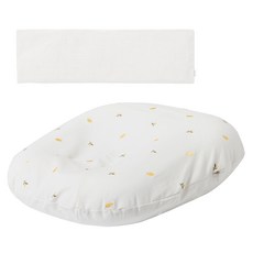 이몽 유아용 둥지 역류 방지 쿠션 커버분리형 Large + 좁쌀베게 세트, 화이트 + 올리브