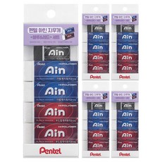 Pentel 飛龍文具 Ain Pentel Ain橡皮擦 中+大 4入組 ZEAHS10-G4A1, 25個, 混合顏色