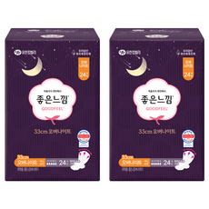 좋은느낌 오리지널 생리대 날개형, 오버나이트, 24개입, 2개
