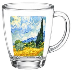 발룬피니 고흐그림 유리 물컵 380ml, 사이프러스가 있는 밀밭, 1개