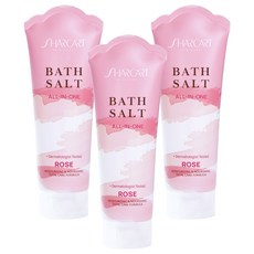 SHARCART 多合一沐浴鹽 頭皮去角質 身體磨砂膏 玫瑰香, 200g, 3個