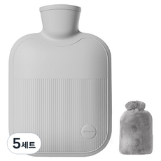해피앤굿 따듯함 보온물주머니 그레이 베이직 M 1L + 래빗커버 세트, 5세트