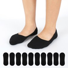 골드만싹스 여성용 스포츠 로퍼형 벗겨짐 방지 초밀착 시크릿 페이크삭스 10켤레, 블랙