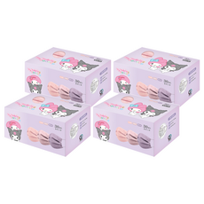 ONEDER 旺達棉品 酷洛米與美樂蒂平面兒童口罩, 30片, 奶油粉 + 柔霧粉 + 蘿莉紫, 4盒