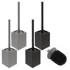 모나코올리브 무타공 호텔식 알루미늄 변기 청소솔 2종 + 거치대 2종 세트, 블랙(청소솔, 거치대), 그레이(청소솔, 거치대), 2세트