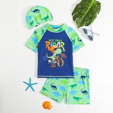 Starbean 男童騎士恐龍泳衣上下身+泳帽組