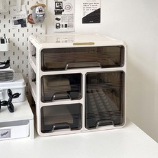 Market Plan 分層多用途大容量3層收納盒, 1個, 奶油色