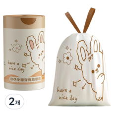 이거닷 조임끈 있는 캐릭터 쓰레기 비닐봉투색상혼합4 귀여운 토끼 무늬 60p, 2개, 75L