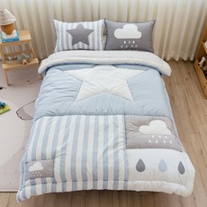 My House Allergy Care 兒童星星貼片羽絨被 + 枕套 + 墊套, 藍色