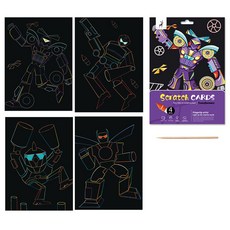 알로데 월루 스크래치 페이퍼 아트카드, TYPE04 로봇, 1개