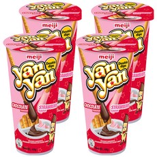 洋洋 Yan Yan 雙醬棒餅, 巧克力+草莓口味, 明治生產, 棒狀餅乾沾醬, 44g, 4個