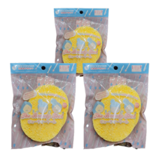 BELLE MADAME 貝麗瑪丹 圓形洗臉海綿 3個, 3包, 黃色