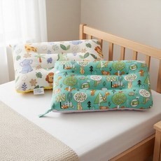 100%純棉可水洗兒童枕頭 2個, 小夥伴 + 童話森林