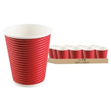 HJ 禾啟 10oz橫紋瓦楞杯 9 x 10cm 紅色 300ml, 25入, 20組