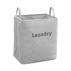 亞麻方形洗衣籃 加厚堅挺 方便提手 加大容量, 灰色
