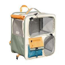 外出便攜貓咪背包 外出拉桿包, 米綠色, 1個