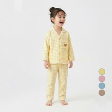 兒童睡衣 格紋泰迪熊套裝