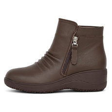 J SHOE 天然牛皮刷毛內裡Allin厚底拉鍊踝靴 5cm