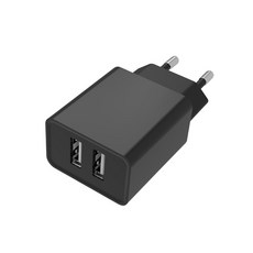 만듦 USB 듀얼포트 어댑터 충전기, 블랙, 1개