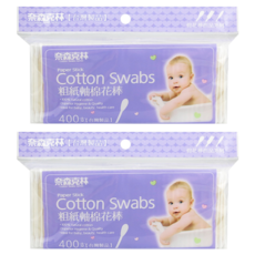 奈森克林 粗紙軸棉花棒, 400支, 2包