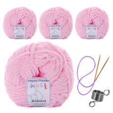 Happy Poodle編織線 80g 4捲+編織針+編織用戒指, 06號, 1組