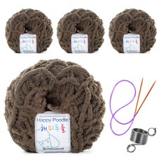 Happy Poodle編織線 80g 4捲+編織針+編織用戒指, 29號, 1組
