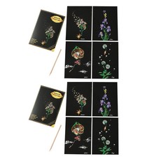 Allode 明信片迷你刮畫 4款 x 2張組合, 1套, TYPE02 花朵