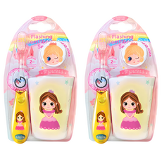 Vibright 兒童角色 LED 定時器牙刷杯架套組 黃色公主, 2組