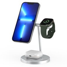 요이치 아틀라스 3in1 고속 무선충전기 15W 애플워치 전용, 실버, 1개