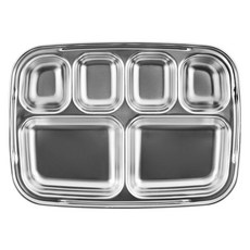 kitchen U 304 6格不鏽鋼餐盤, 銀色, 1個