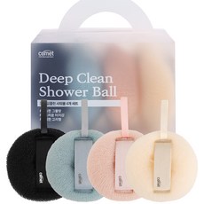 코멧 딥클린 샤워볼 4종 세트, 크림, 핑크, 민트, 블랙, 4개입, 1세트