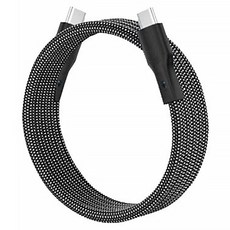 Magtame Type-C-Type-C 60W 圓線款 磁性快收納充電傳輸線, 1m, 黑色, 1條