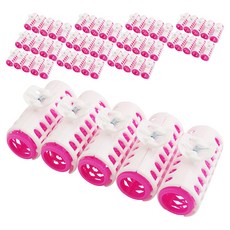 CHILSUNG 造型夾式髮捲 中型 5入, 髮捲(粉紅色), 髮夾(白色), 12個