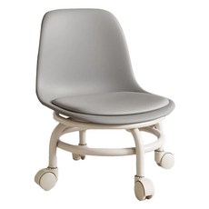 滑輪矮凳椅背款 360度旋轉 圓椅款, 1組, 灰色