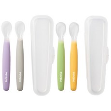 Petinube 寶寶副食品矽膠湯匙 2支, 灰色 + 紫色 + 綠色 + 黃色, 2組