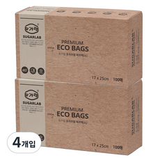 슈가랩 프리미엄 에코백 위생봉투 소 17cm × 25cm, 소(S), 100개입, 4개