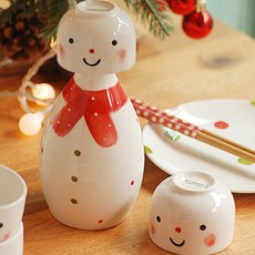 MoiNatural雪人酒瓶+玻璃2p套組紅色, 1套, 酒瓶+玻璃2p