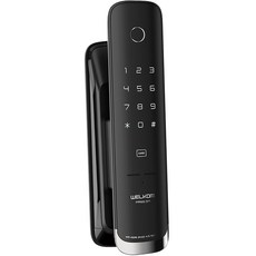 SOLITY Welkom PassOn 免鑽孔推拉式數位含把手門鎖 指紋辨識 WP-450B + 卡片鑰匙 2p, 顧客自行安裝