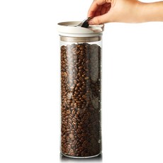 BEANPLUS 玻璃密封罐 咖啡豆儲存罐L, 白色, 1個