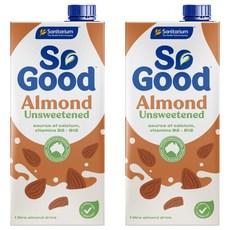 So Good 無糖杏仁奶 高鈣低脂 素食者適用 無乳糖無麩質, 1L, 2瓶