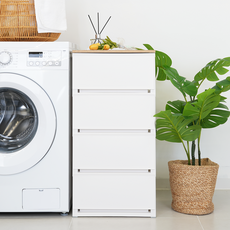 코멧 국내생산 우드상판 모던 서랍장, 화이트, 4단