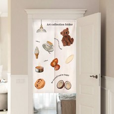 Hoom禾馨生活 棉麻居家門簾 雙開, 120 x 85cm, 下午茶時光 白色